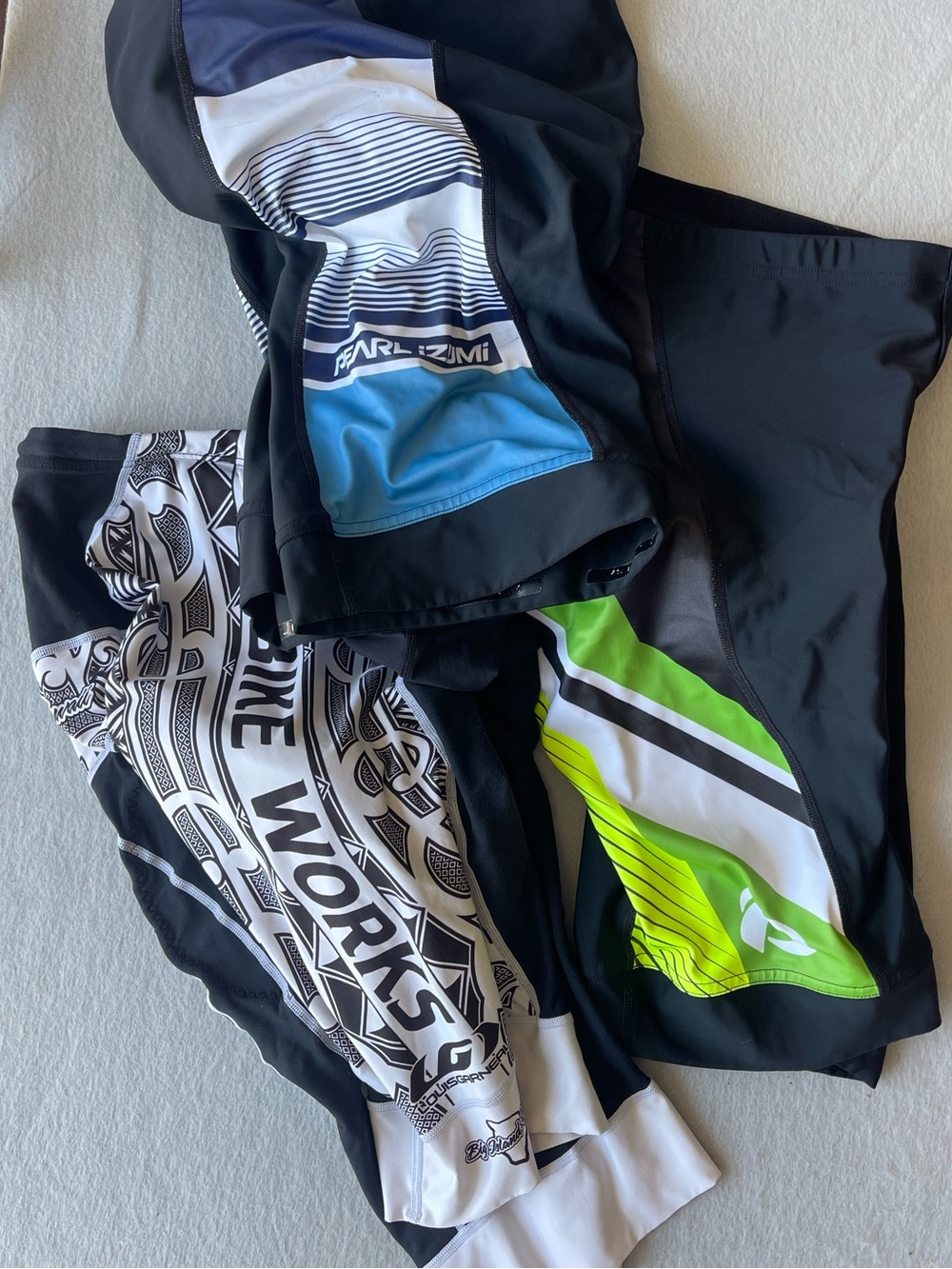 Cycling Shorts Lot 3 Mens XL Pearl Izumi Padded Bike Shorts Black Blue